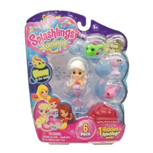 RARE Splashlings Mermaids 6-Pack Jennifer Pureheart Luminos Glow in the Dark - Foto 1 di 4