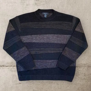 Vintage 90s Earth Tone Striped Wool Sweater Size Large Made In Italy - Picture 1 of 5