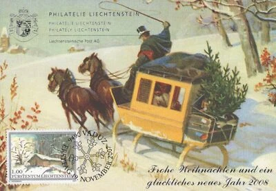 Liechtenstein Maximum Card FDC Christmas Sleigh 2007 Zayix Stamps 1224A0064 - Image 1 of 2