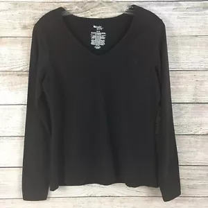 Camiseta Bold Spirit Manga Larga Cuello en V Atlética Negra Mediana - Imagen 1 de 8