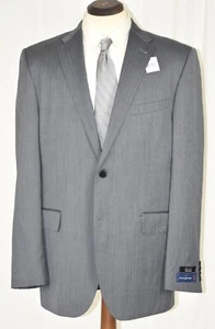NWT Saks Ermenegildo Zegna Flat Front Side Vent Grey Herrigngbone SUIT 42 L - Picture 1 of 11