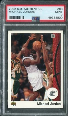 2002 UD AUTHENTICS MICHAEL JORDAN #88 WIZARDS CHICAGO BULLS GOAT MINT PSA 9 - Image 1 of 2