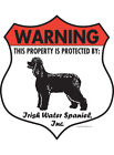 Warning! Irish Water Spaniel - Property Protected Aluminum Dog Sign - 7" x 8"