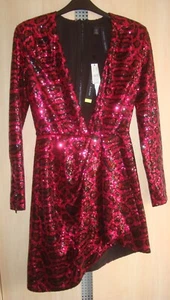 HALPERN X TOPSHOP Pink Sequin Cheetah Cocktail DRESS UK 4 £145 BNWT New!! - Picture 1 of 13