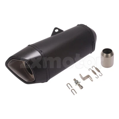 Motorcycles Exhaust Muffler Pipe 410mm 16.1" Black Body Carbon Fiber End Tips  - Image 1 of 4
