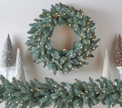 Bethlehem Lights 26" Blue Spruce Color Flip Overlit Wreath Battery Operated Remo - Image 1 of 2