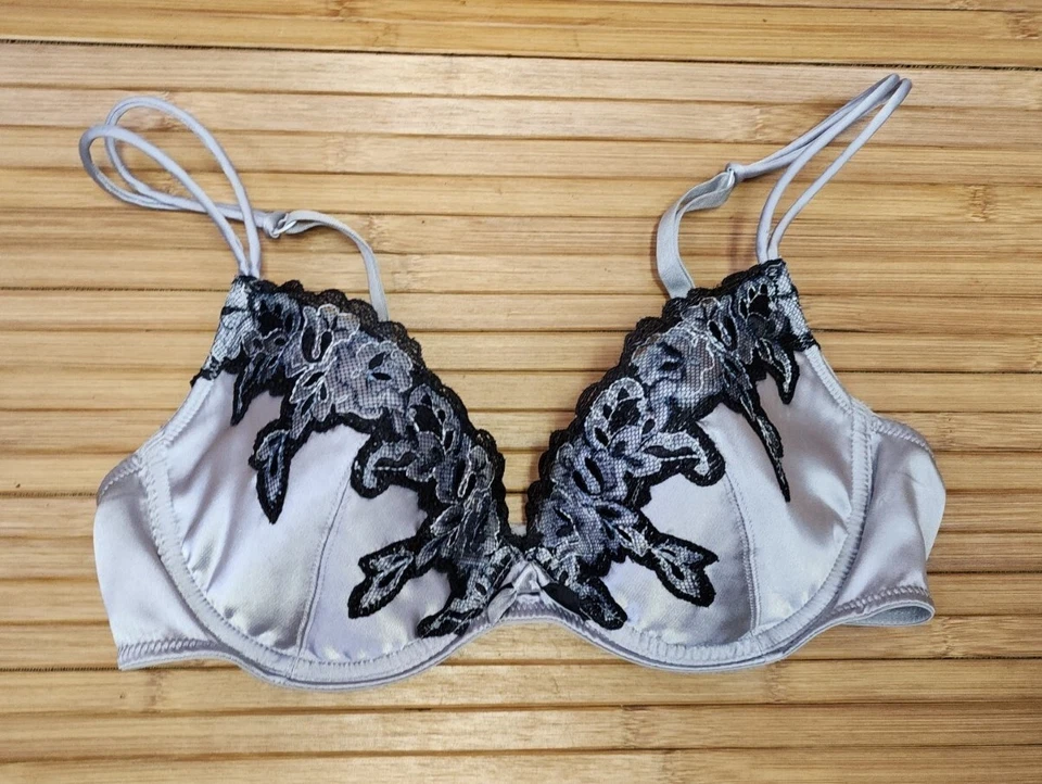 Sujetador con aros de encaje negro gris Ellen Tracy talla 34C estilo 59313 Foto 1 de 4