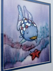 Einzigartiges gerahmtes Wandbild DER REGENBOGENFISCH von Marcus Pfister Lithographie 14/12 ❤️j8 - Bild 1 von 8