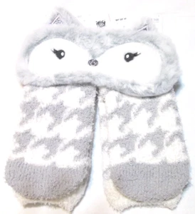 Youth Girls One Sz Fits Most-Foxy Animal Eye Mask and crew Sock Set-gray/ivory-N - Picture 1 of 6