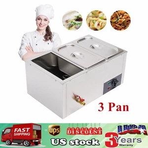 3-Pan Commercial Electric Food Warmer Steam Table Buffet Bain Marie Countertop! - Picture 1 of 21