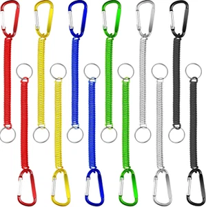 12 Pieces Fishing Lanyard Spring Coil Keychain Cord Retractable Coiled Tether Mu - Picture 1 of 12