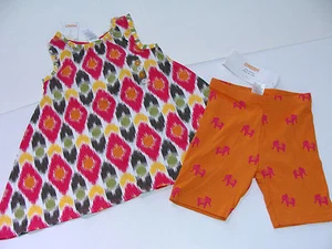 Gymboree BATIK SUMMER Elephant Girls Size 4 Swing Top Shirt Bike Shorts NEW - Picture 1 of 5
