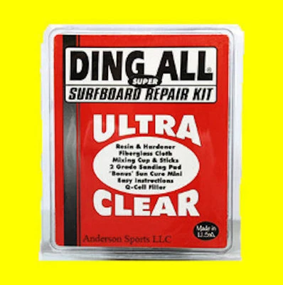 Delux Ding All Super Ultra Surfboard Repair Fix Kit Fiberglass Resin Cloth Sand  - Image 1 of 2