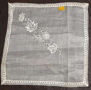 Vintage weiß bestickt Blumen Spitze Taschentuch Taschentuch Hochzeit Braut Neu mit Etikett - Bild 1 von 5