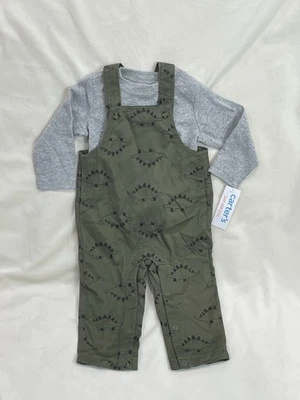 Mono Carter Baby Boy Dinosaurio Verde Oliva Con Camisa Gris Nuevo con Etiquetas 12 Meses Lindo Foto 1 de 4