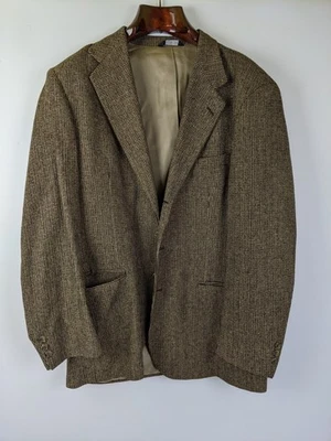 复古羊毛混纺千鸟格格子西装夹克运动外套 46 码棕色棕褐色 — 第 1/4 张图片