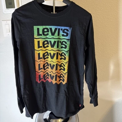 Camiseta Levis Niños Manga Larga Negra Con Diseño Gráfico Talla XL (13-15) Foto 1 de 4