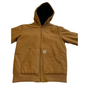 Carhartt Youth XL Brown Duck Active Jacket Quilted Lined Full Zip Hoodie 18-20 - Bild 1 von 12