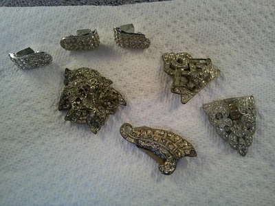 Pinzas para zapatos vintage de diamantes de imitación algunas piedras faltantes Foto 1 de 4