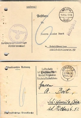 Cartão postal usado do Terceiro Reich alemão da Segunda Guerra Mundial 1940 Dienssache - Imagem 1 de 2
