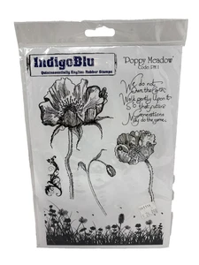 NIP IndigoBlu Poppy Meadow Rubber Stamps - Picture 1 of 2