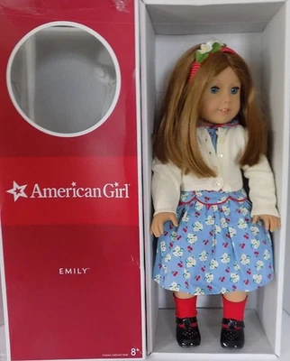 全新带盒 Emily Bennett 美国女孩 18 英寸娃娃 Molly Friend 带 Meet Outfit 毛衣盒 — 第 1/4 张图片