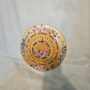 Calendario de Pared Perpetuo Madera Vintage Giratorio Días Fecha Meses Rosemaling 14" - Imagen 1 de 9