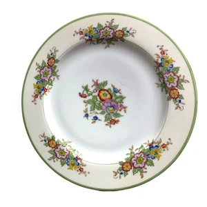 Vintage Porcelain Set of 4 Plates Floral England Farmhouse White Green - Picture 1 of 6