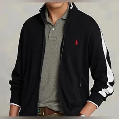 Polo Ralph Lauren мужской Core пополнить куртка черный белый красный XL полный молнии трек - Изображение 1 из 4