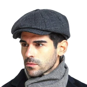 Men’s Vintage Newsboy Gatsby Hat Blend Wool Flat Ivy Cabbie Autumn Winter Cap... - Picture 1 of 5