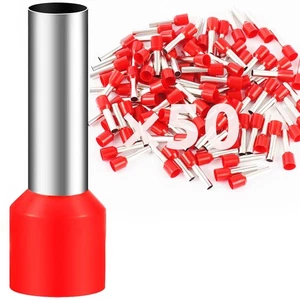 50Stk Aderendhülsen 10mm² 18mm Lang Aderendhülse Teillisoliert PVC Ka - Bild 1 von 5