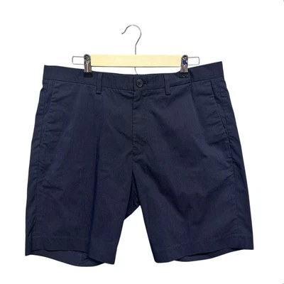 Shorts Theory Masculino Tamanho 34 Azul Golfe Preppy Chino Casual Frente Plana Listra de Giz - Imagem 1 de 4