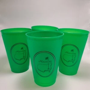 4 Masters Golf Tournament Cups Green Plastic Glasses 16 Oz. - Picture 1 of 10