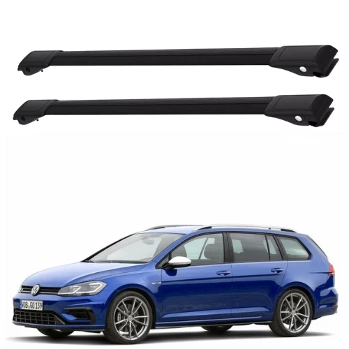 Lockable Roof Rack Cross Bars for Volkswagen Golf R Variant 2015-2017 2Pcs Black - Image 1 of 4