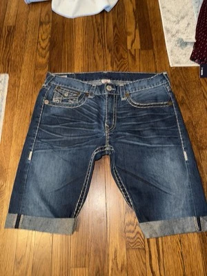 Pantalones Cortos de Jean Bermudas True Religion Sophie Mujer Talla 27 Bolsillo con Solapa Denim Puños Foto 1 de 4