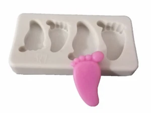 BABY FEET MOLD, Fondant Mold, Chocolate Mold, Baby Shower Cake Decoration - Picture 1 of 3