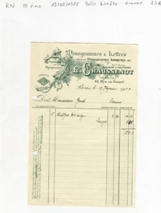 Paris III ème 42 Rue de Bondy - Belle Entête Graveur Monogrammes & Lettres 1928  - Picture 1 of 1