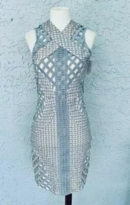 Carli Bybel X Missguided Cut Out Cross Neck Bodycon Dress Size 4 NWT BEAUTIFUL  - Picture 1 of 12