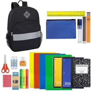 Trail maker Black Backpack with School Supplies 46 Piece Bundle, Solid Color ... - Picture 1 of 7