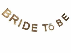 BRIDE TO BE BANNER NON SHED ROSE GOLD CARD, 2.5 MTR  RIBBON BRIDAL/HEN/WEDDING  - Picture 1 of 5