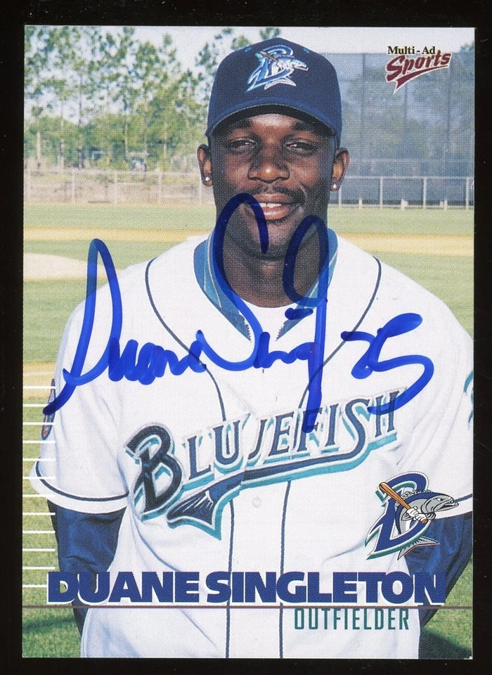 2000 Bridgeport Bluefish DUANE SINGLETON Signed Card autograph AUTO BREWERS - Image 1 of 1