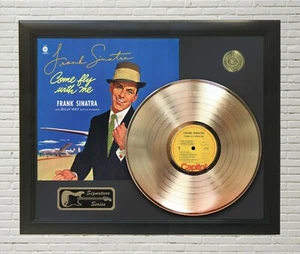 Frank Sinatra Framed Black wood Reproduction Signature Gold LP Display  - Picture 1 of 5
