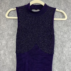 Vintage 80s Body Wrappers Full Leotard Dance Unitard Women M Purple Beaded - Picture 1 of 14