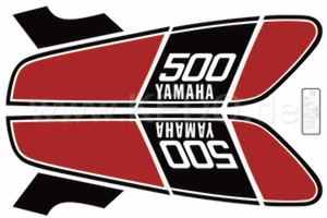 Fuel Tank Decal Set – XT500 ’76 (Red/Black, Includes Service Sticker, LH + RH) - Picture 1 of 2