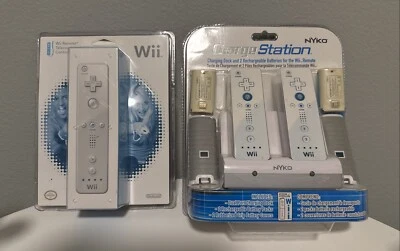 New Sealed Official OEM Nintendo Wii White Remote Controller AND Charge Station - Image 1 of 2