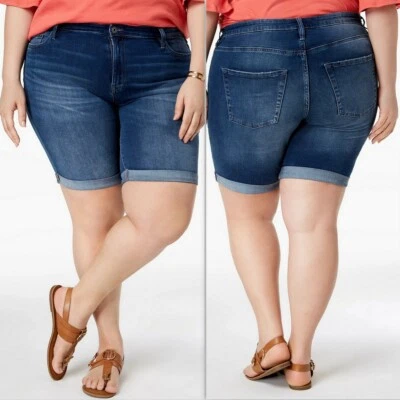 Tommy Hilfiger Shorts Women's Plus Size Cuffed 9" Denim Shorts, Ink Size 24W - Image 1 of 4