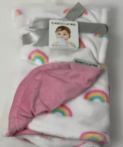 RARAS DIFÍCIL DE ENCONTRAR NUEVAS CON ETIQUETAS Mantas y Beyond Rosa y Blanca Arco Iris Bebé Niñas Manta de Peluche - Imagen 1 de 6