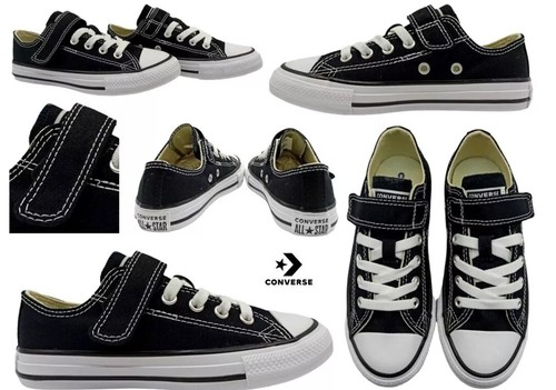 Sneakers basse KIDS Converse All Star 372881C nuove con scatola tela nere TAGLIA 12 5