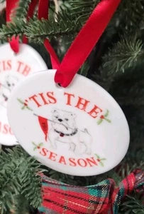 AWESOME 3 IN ROUND CERAMIC GEORGIA BULLDOG CHRISTMAS TREE ORNAMENT MADE IN USA!! - Picture 1 of 1