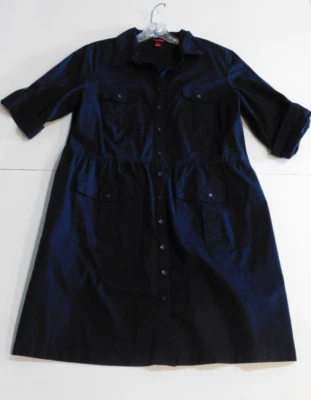 Vestido Merona Talla XXL Negro Elastizado Mezcla Algodón 4 Bolsillos Mujer Botón Frontal Foto 1 de 4